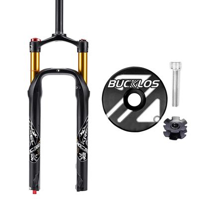 BUCKLOS 26 inch MTB Air Fork Snow Fat Mountain Bike Fork & Top Cap Star nut