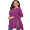 Afibi Tops For Women Long Sleeve Side Split Loose Tunic Tops For Leggings (Medium, Purple) view 1