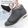 Men's Diabetic Winter Warm Fleece Shoes, Non-Slip Round Toe Adjustable Wide Memory Form Boots Extra Wide Bootie Slippers for Seniors With Swollen Feet BlackMen 11.5 view 2