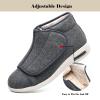 Men's Diabetic Winter Warm Fleece Shoes, Non-Slip Round Toe Adjustable Wide Memory Form Boots Extra Wide Bootie Slippers for Seniors With Swollen Feet BlackMen 11.5 view 3