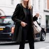 Akivide Women Winter Fall Single Breasted Pea Coat Casual Midi Trend Coat Overcoat Long Sleeve Lapel Collar Jacket Outerwear view 3