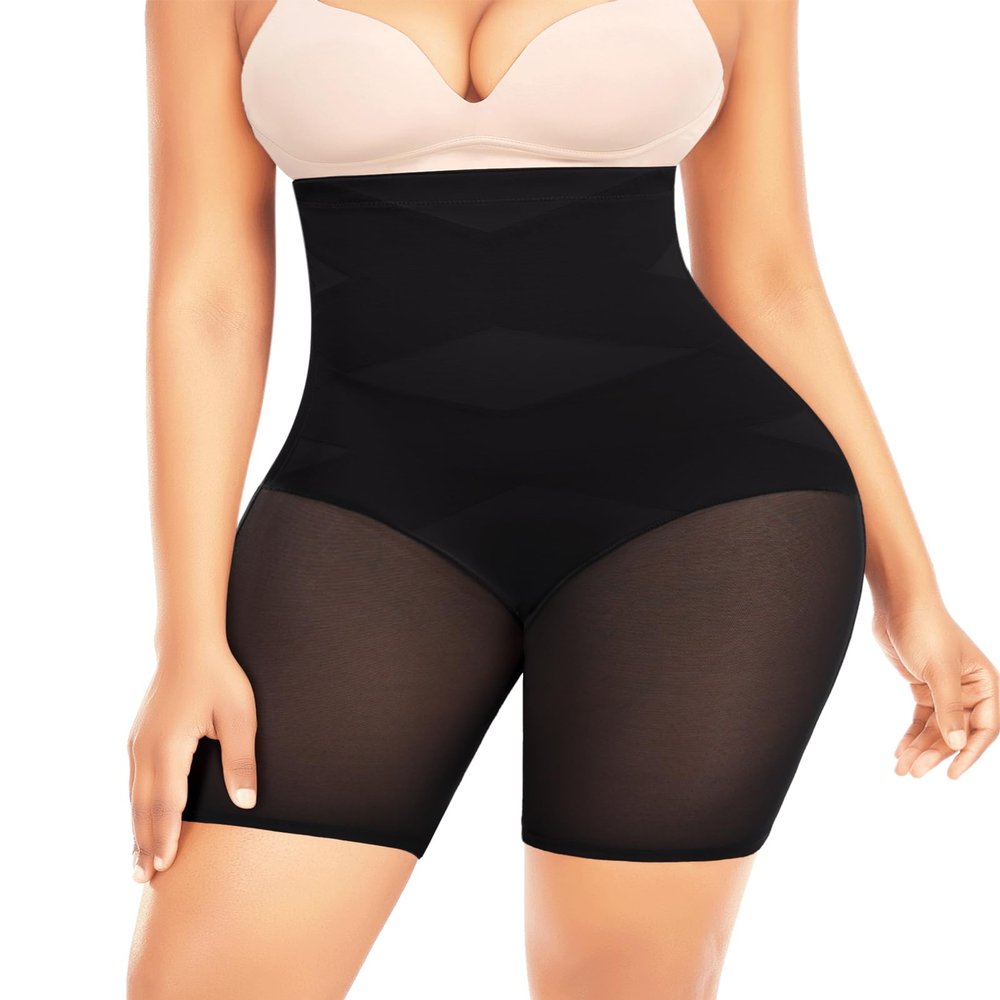 Ganado Shapewear Tummy Control Shorts for Women Cross Design High Waisted Underwear Body Shaper Stomach Shapewear