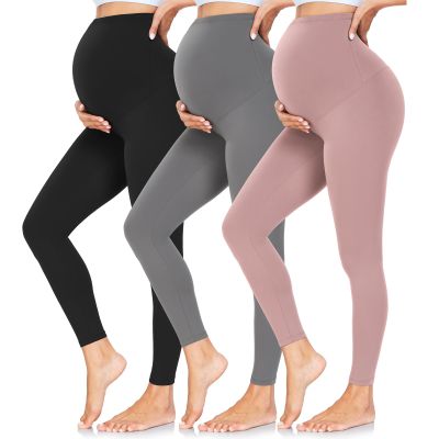 CTHH Women's Maternity Leggings Over The Belly Pregnancy Yoga Pants Activewear Workout Leggings, Black Grey Pink for Yoga, Workout, Work, Athletic, Lounge, Gifts for Pregnant Women