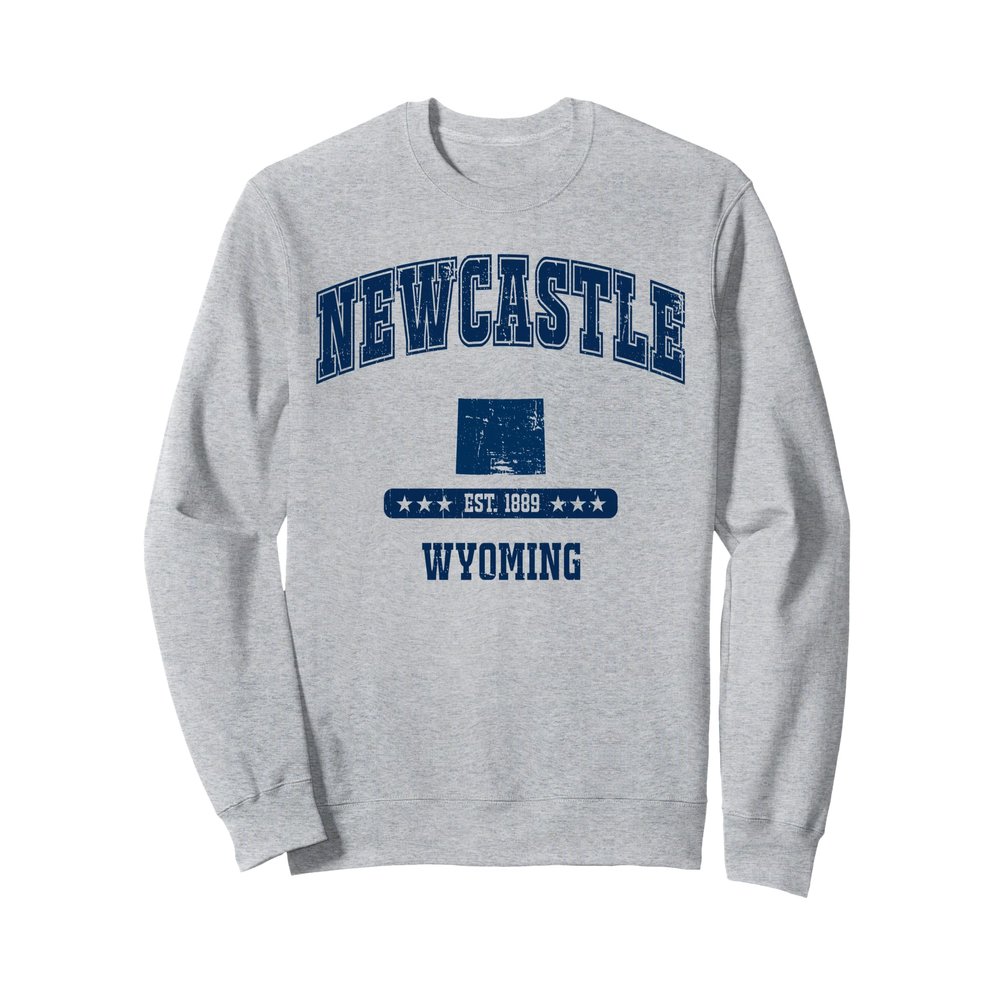 Newcastle Wyoming WY Vintage Athletic Navy Men Women Sport Sweatshirt