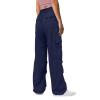 NATHGAM Women's Cargo Pants Fashion Street Baggy Comfy Wide Leg Low Waist Harem Pants Y2K Teen Girl Streetwear with Pockets Dark Blue view 4