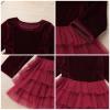 Toddler Girls Velvet Dress Long Sleeve Christmas Dresses for Baby Girls Burgundy Flower Girl Tutu Tulle Dress Fall Winter Fancy Party Twirl Dress Vestidos Elegantes para Ni?as Wine Red 3-4 Years view 2
