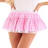 Miutii Womens Schoolgirls Short Gingham Miniskirt with Lace Hem Pleated Sissy Lingerie A-line Skirt Pink Large view 3