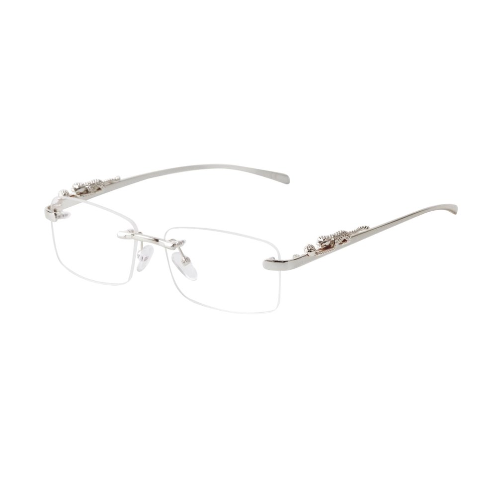 ADE WU Vintage Rimless Sunglasses Retro Frameless Rectang Sun Glasses Silver Clear Lens Eyewear Unisex