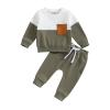 Infant Baby Boy Fall Pants Outfits Color Block Long Sleeve Sweatshirts Pants Set Newborn Boys Pants Outfit Set (Army Green 13, 0-6 Months) view 1
