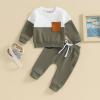 Infant Baby Boy Fall Pants Outfits Color Block Long Sleeve Sweatshirts Pants Set Newborn Boys Pants Outfit Set (Army Green 13, 0-6 Months) view 3