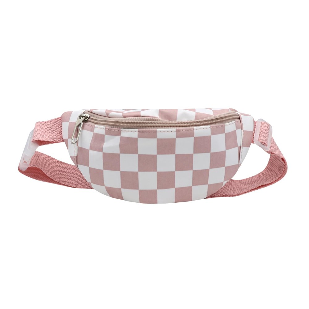 Fashion Checkered Fanny Pack for Boys Girls Kids Canvas Small Waist Bag Crossbody Purse with Adjustable Belt