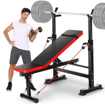 Aceshin 900LBS Adjustable Weight Bench with Preacher Curl Pad & Leg Extension, Flat Incline Decline Workout Bench for Home Gym, Heavy Duty Bench Press Set for Full Body Strength Training