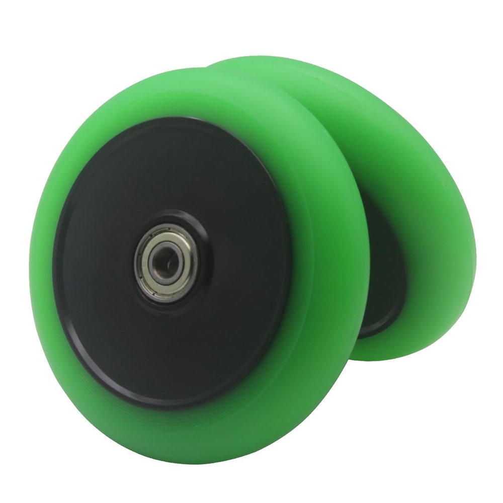 2Pcs 110mm Scooter Wheels - 110mm Pro Kick Scooter Wheels Replacement Pair-Plastic Core for Razor Fuzion Scooters (Green)