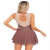 iiniim Womens Shiny Rhinestone Sheer Mesh Figure Ice Skating Dress Keyhole Back Lyrical Dance Costume A03 Large view 2