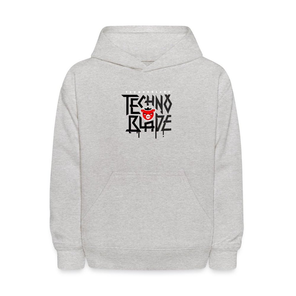 Spreadshirt Technoblade Logo Kids' Hoodie, M, heather gray