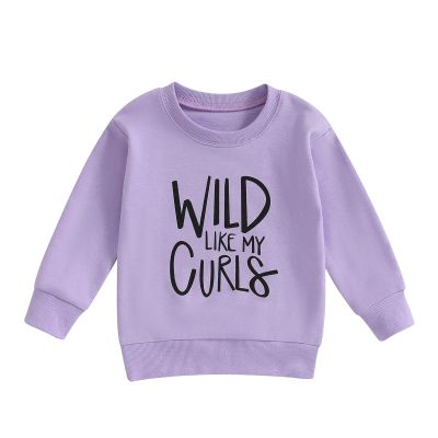 MERSARIPHY Toddler Baby Girl Sweatshirt WILD LIKE MY CURLS Pullover Sweatshirt Sweater Long Sleeve Tops Girl Fall Winter Clothes (Purple, 1-2T)