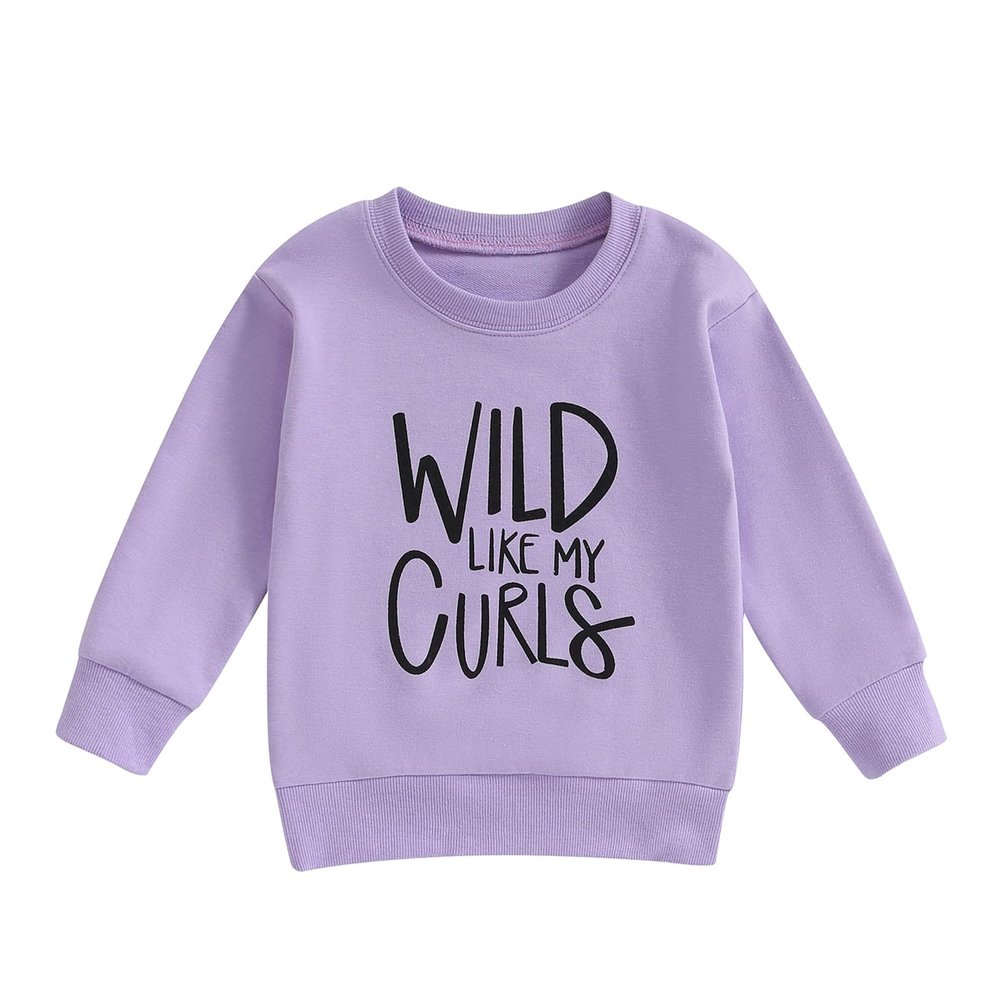 MERSARIPHY Toddler Baby Girl Sweatshirt WILD LIKE MY CURLS Pullover Sweatshirt Sweater Long Sleeve Tops Girl Fall Winter Clothes (Purple, 1-2T)