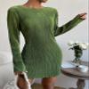 SENTANA Women Dress Solid Boat Neck Fitted Dress The Women's Apparel (Color : Green, Size : Large) view 2