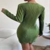 SENTANA Women Dress Solid Boat Neck Fitted Dress The Women's Apparel (Color : Green, Size : Large) view 3