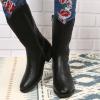 Ladmiple Cowgirl Boots Women Short White Cowgirl Boots for Women, Western Cowboy Boots for Women Knee High Tall Pointed Toe Embroidered Pull On Zipper Stitching Chunky Heel Fashion Boots view 2