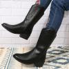 Ladmiple Cowgirl Boots Women Short White Cowgirl Boots for Women, Western Cowboy Boots for Women Knee High Tall Pointed Toe Embroidered Pull On Zipper Stitching Chunky Heel Fashion Boots view 3
