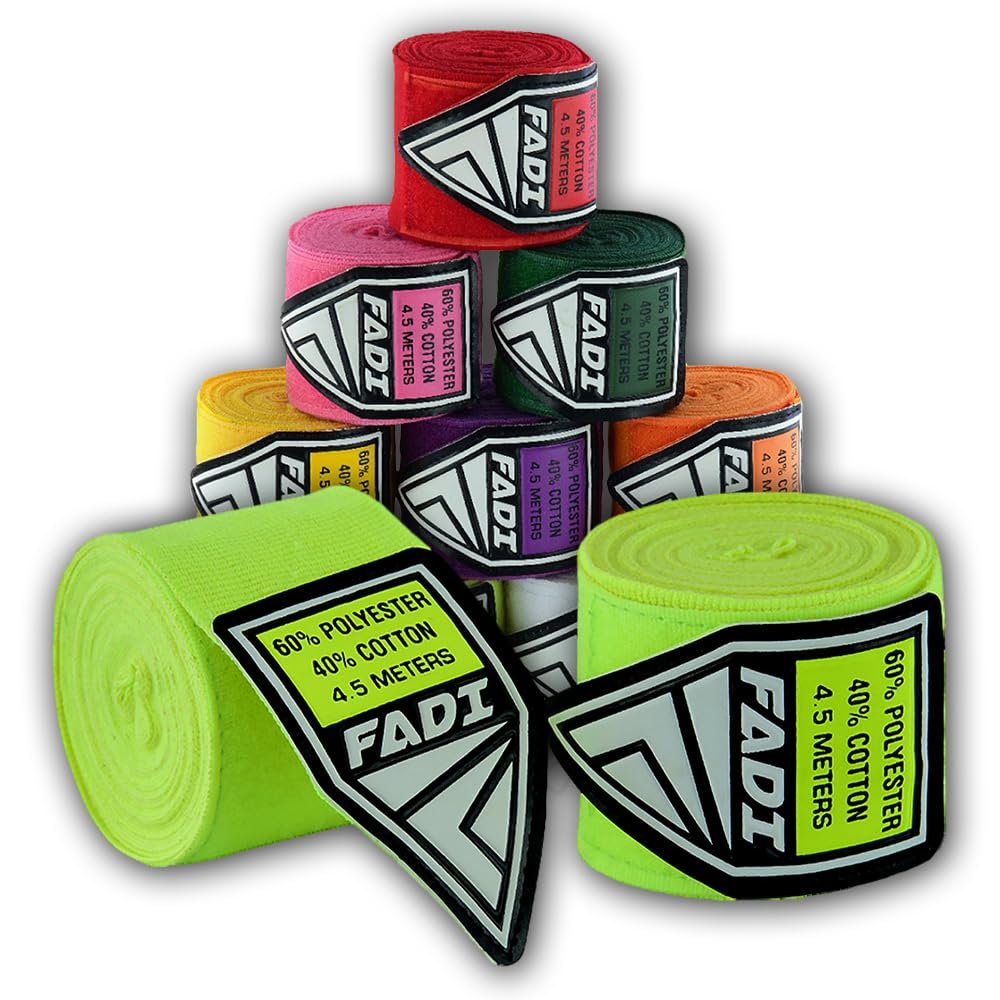 Fadi Sports Elastic 180 inch Boxing Handwraps | Mexican Style 4.5m Inner Boxing Gloves Martial Arts Wraps for Men & Women - Ideal for Boxing, MMA, Kickboxing, Muay Thai (Blue) (Light Green, 180")