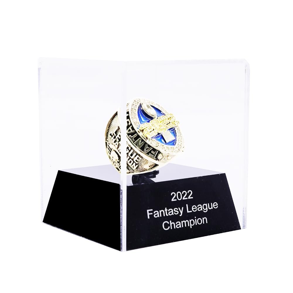 guancrown 2022 Fantasy Football Championship Ring Trophy - Gold And Silver Plated | FFL Champion Ring (size 13, included case)