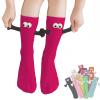 ARTSIM Magnetic Hand Holding Socks for Couple Friends Kids 3D Doll Mid-Tube Cute Hand in Hand Socks with Eyes Novelty Xmas Socks Rose Red (Color : Rose Red, Size : One Size) view 1