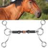 Estink Horse Chew, Stainless Steel Horses Snaffle Bits Oval Link Gag Bit with Black Steel Mouth Full Cheek Gag Equestrian Loose Ring for Horse Snaffle Racing Accessory, Silver view 2