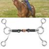 Estink Horse Chew, Stainless Steel Horses Snaffle Bits Oval Link Gag Bit with Black Steel Mouth Full Cheek Gag Equestrian Loose Ring for Horse Snaffle Racing Accessory, Silver view 3