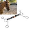 Estink Horse Chew, Stainless Steel Horses Snaffle Bits Oval Link Gag Bit with Black Steel Mouth Full Cheek Gag Equestrian Loose Ring for Horse Snaffle Racing Accessory, Silver view 4