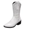 Ladmiple Cowgirl Boots Black Sparkle Embroidered Cowboy Boots for Women, Fashion Western Pointed Toe Chunky Heel Pull-On Knee High Cowgirl Boots view 1