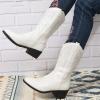 Ladmiple Cowgirl Boots Black Sparkle Embroidered Cowboy Boots for Women, Fashion Western Pointed Toe Chunky Heel Pull-On Knee High Cowgirl Boots view 3