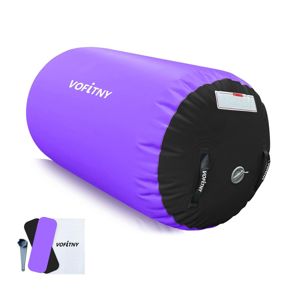 VOFiTNY Inflatable Gymnastics Air Barrel 4'L x 2.5'D Tumbling Octagon Mat Roller Back-bend Trainer for Home/Gym Do Not Include Pump