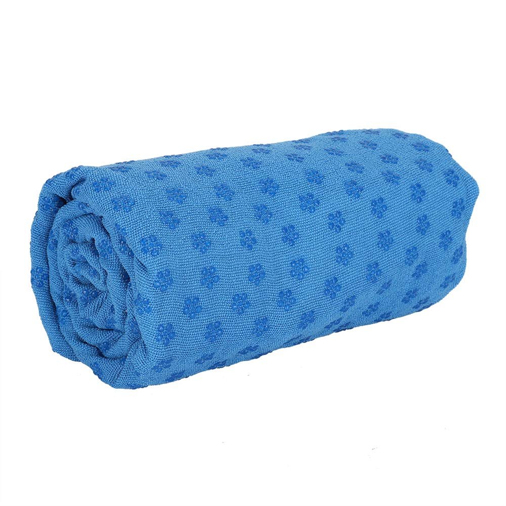 183 x 63cm Yoga Mat Towel with Corner Pockets, Anti Slip Yoga Mat Cover Towels, Soft Yoga Towel Fitness Exercise Blanket with Bag(Blue)