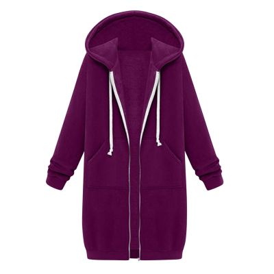 Vifucz Women Fall Fashion Cloth Solid Color Sweater Jackets Cotton Blend Trend Coat Windbreaker for Women with Hood 5A Purple XXXXL