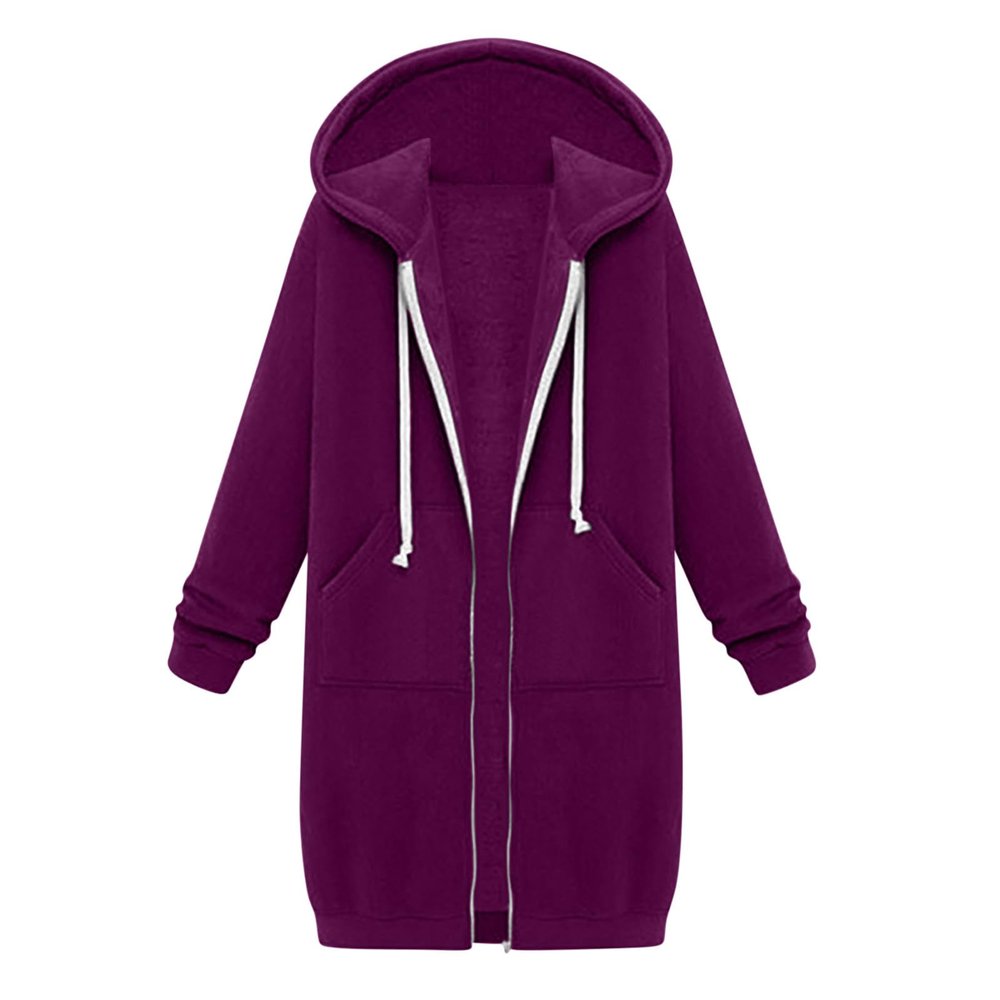 Vifucz Women Fall Fashion Cloth Solid Color Sweater Jackets Cotton Blend Trend Coat Windbreaker for Women with Hood 5A Purple XXXXL