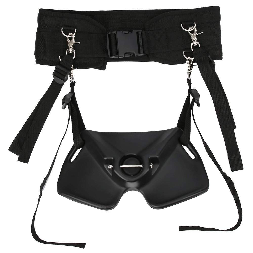 Estink Adjustable Fishing Fighting Belt with Rod Holder, Lightweight Waist Support for 90-130cm Waist, EVA Padded Strap for Boat and Saltwater Fishing, Black + L
