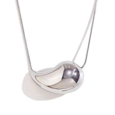 ZEBRAGO Stylish Simple 18K Gold Plated Stainless Steel Necklace Hollow Teardrop Comma Snake Chain Necklaces for Women