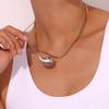 ZEBRAGO Stylish Simple 18K Gold Plated Stainless Steel Necklace Hollow Teardrop Comma Snake Chain Necklaces for Women view 3