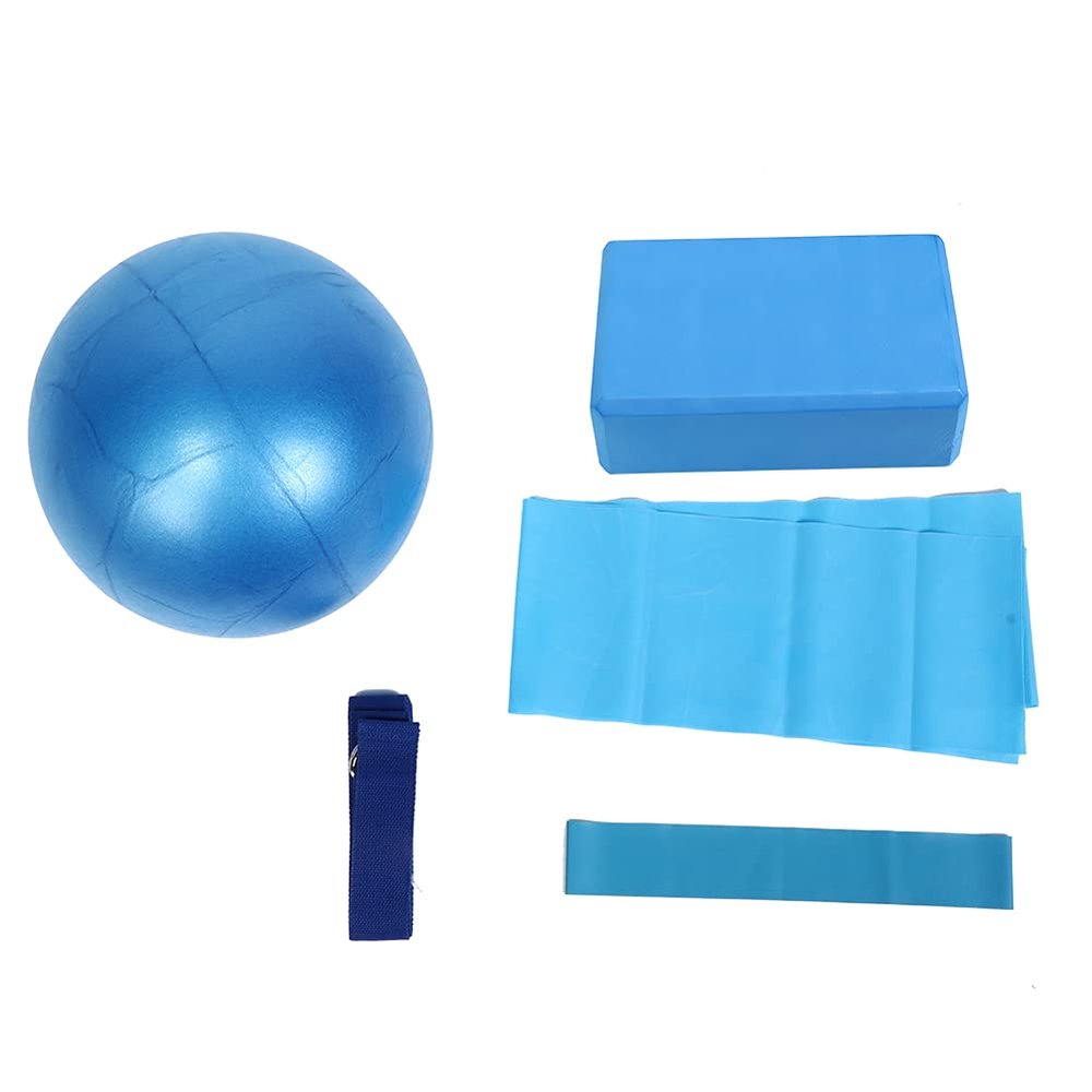 5Pcs / Set Yoga Ball Fitness Set, Yoga Block Stretch Belt Latex Towel for Gym Workout Stretching Exercise Fitness Training Equipment