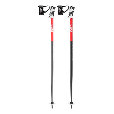 LEKI Bold S Lightweight Aluminum Ski Poles for Alpine Skiing - Dark Anthracite-Bright Red-White - 130 cm