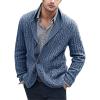 xoxingysm Men's 100% Cotton Quarter-Zip Sweater Button Down Cable Knitted Sweater Men Woven Crewneck Knitted Pullover White(Navy,4X-Large) view 1