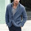 xoxingysm Men's 100% Cotton Quarter-Zip Sweater Button Down Cable Knitted Sweater Men Woven Crewneck Knitted Pullover White(Navy,4X-Large) view 2