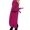 Vifucz women fall fashion cloth solid color Sweater Jackets Cotton Blend Trend Coat Windbreaker for women With Hood 5A Dark Hot Red L view 2