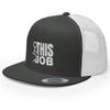 RIVEMUG Funny Fuck This Job Trucker Hat Flat Bill High Crown Adjustable Cap Charcoal/White view 1