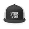 RIVEMUG Funny Fuck This Job Trucker Hat Flat Bill High Crown Adjustable Cap Charcoal/White view 2