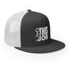 RIVEMUG Funny Fuck This Job Trucker Hat Flat Bill High Crown Adjustable Cap Charcoal/White view 4