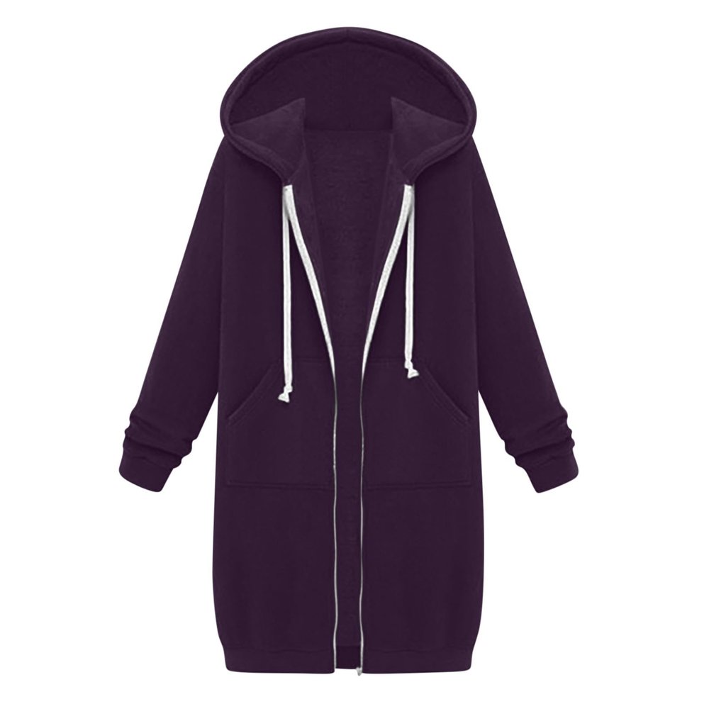 Vifucz women fall fashion cloth solid color Sweater Jackets Cotton Blend Trend Coat Windbreaker for women With Hood 5A Dark Purple XXXL