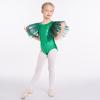 AFAVOM Shiny Metallic Ballet Leotards for Girls Toddler Ruffle Tulle Dance Leotard Sparkle Gymnastics Leotards Performance Ballerina Dancewear for Kids Halloween Dance Dress Costume Green 7-8 Years view 3